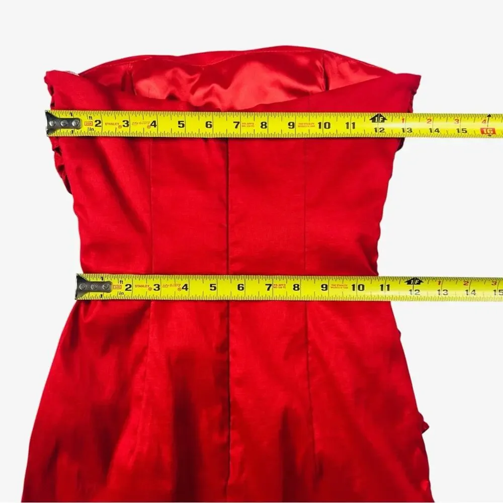 Jessica McClintock Red Satin Ruched Bandage Dress 6 Retro Vamp Party Y2K USA